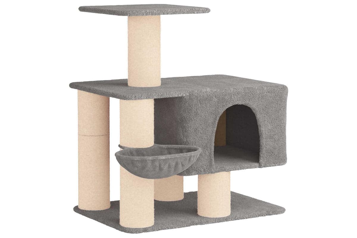 Vidaxl Cat Tree With Sisal Scratching Posts Light Grey 96 Cm