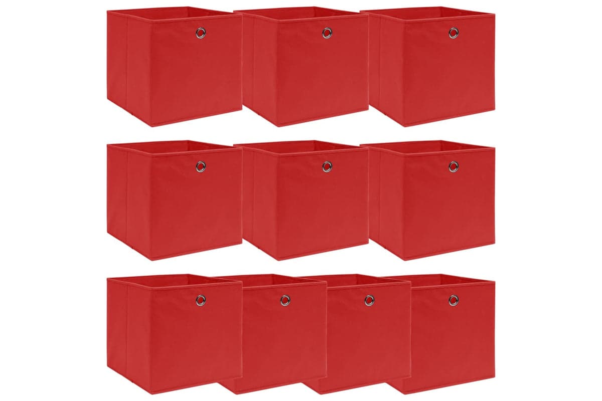 Vidaxl 288363 Storage Boxes 10 Pcs Red 32x32x32 Cm Fabric
