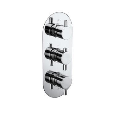 Chrome 3 Outlet Triple Handle Thermostatic Concealed Shower Valve - Arissa