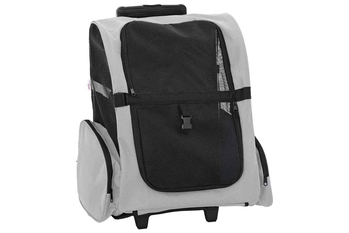 Vidaxl Pet Trolley 3-in-1 Design Grey 48x32x57-106 Cm Oxford Fabric
