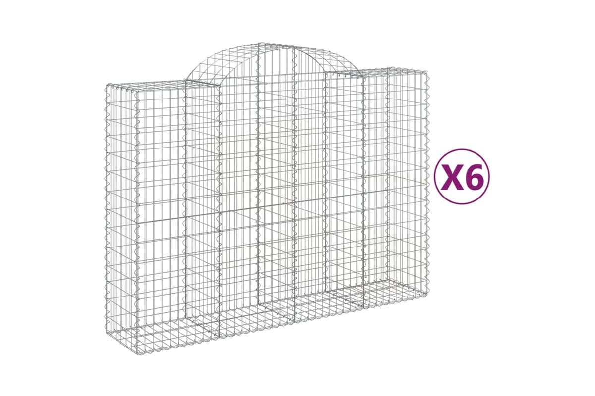 vidaXL 3146366 Arched Gabion Baskets 6 Pcs 200x50x140/160cm Galvanised Iron