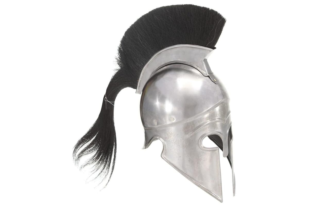 Vidaxl 286229 Greek Warrior Helmet Antique Replica Larp Silver Steel