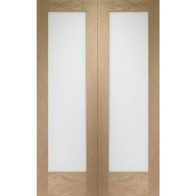 Internal Oak Fully-Glazed French Doors with Clear Glass - Unfinished - Pattern 10 - XL Joinery