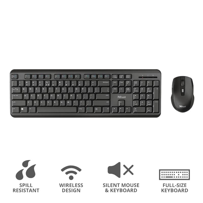 TRUST Silent Wireless Keyboard & Mouse Deskset...