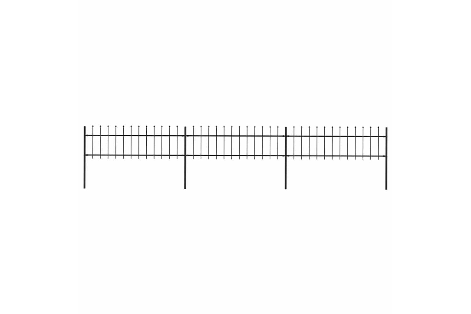 Vidaxl 277595 Garden Fence With Spear Top Steel 5.1x0.6 M Black