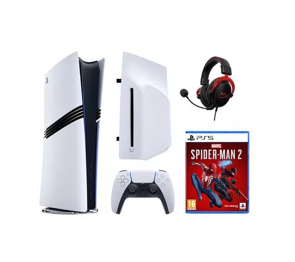 SONY PlayStation 5 Pro, Disc Drive For PS5 Digital Edition Consoles, Cloud II Pro 7.1 Gaming Headset & Marvel's Spider-Man 2 Bundle