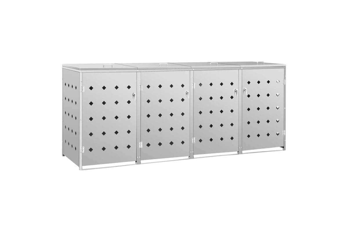 Vidaxl 145382 Quadruple Wheelie Bin Shed 240 L Stainless Steel