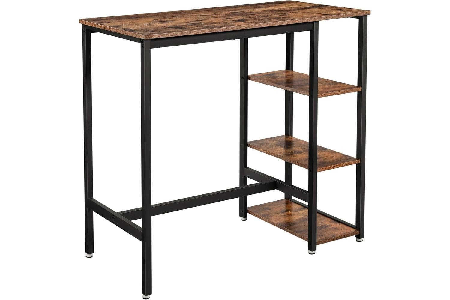Vasagle Industrial Bar Table With Storage Shelves | Rustic Brown and Matte Black