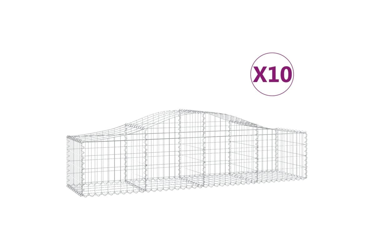 vidaXL 3145585 Arched Gabion Baskets 10 Pcs 200x50x40/60cm Galvanised Iron
