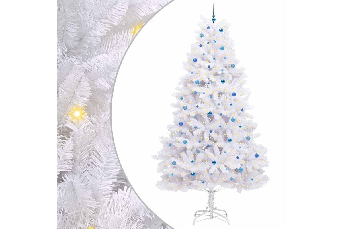 Vidaxl Artificial Hinged Christmas Tree White 300 Cm Pvc And Steel