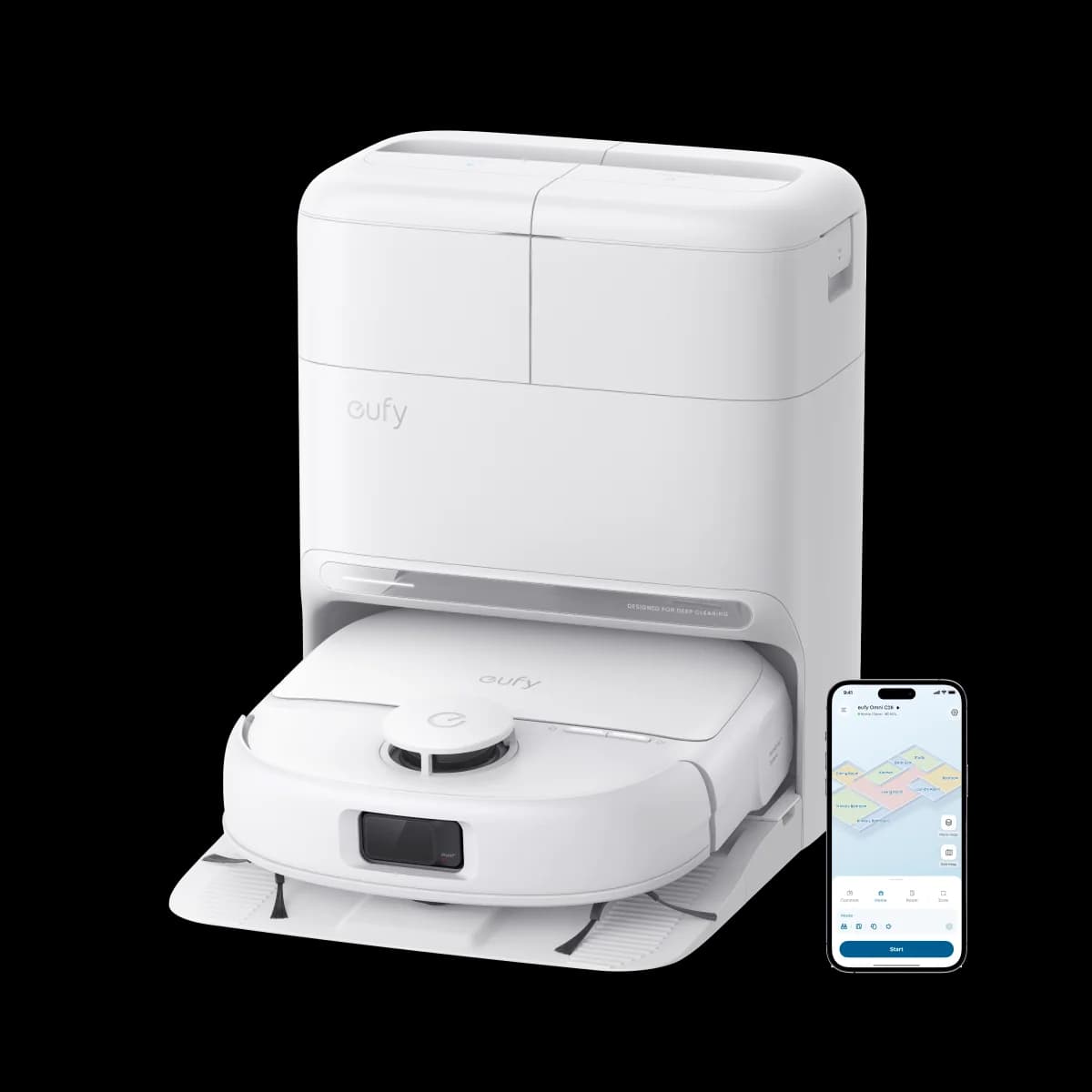 eufy Omni C28 Robot Vacuum & Mop with Extra Dust Bags, White | T211AV20