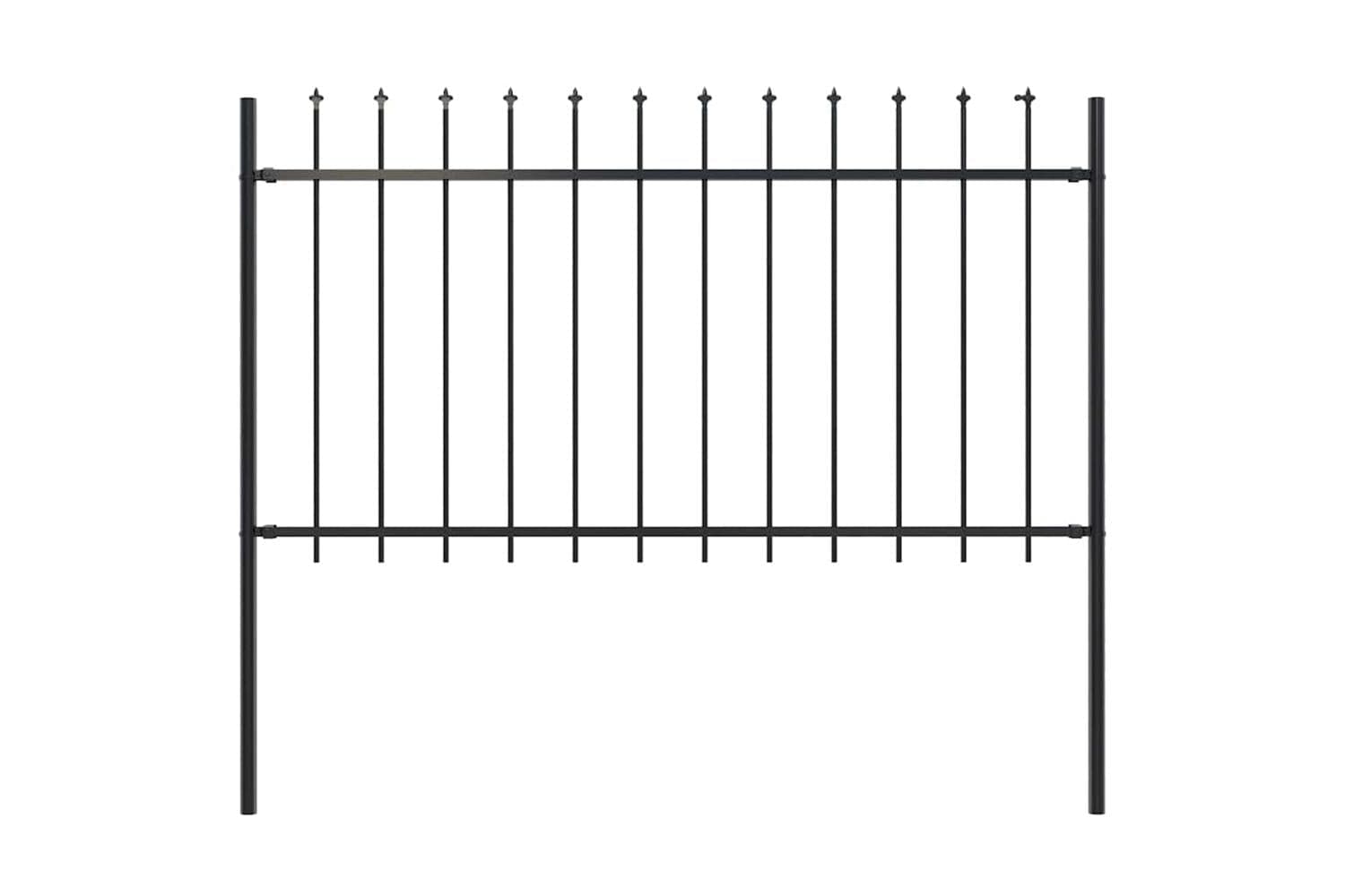 Vidaxl Garden Fence With Spear Top Steel 1.8 M Black