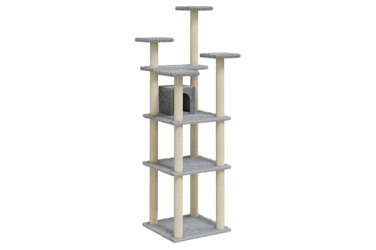 Vidaxl Cat Tree With Sisal Scratching Posts Light Grey 171 Cm