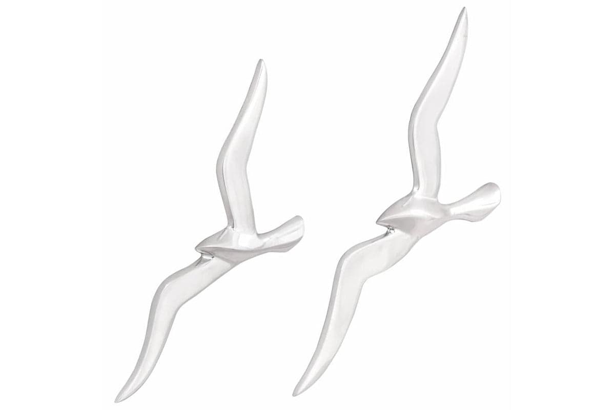 Aluminium Seagull Wall Sculpture | Silver | 17 x 4 x 45 cm