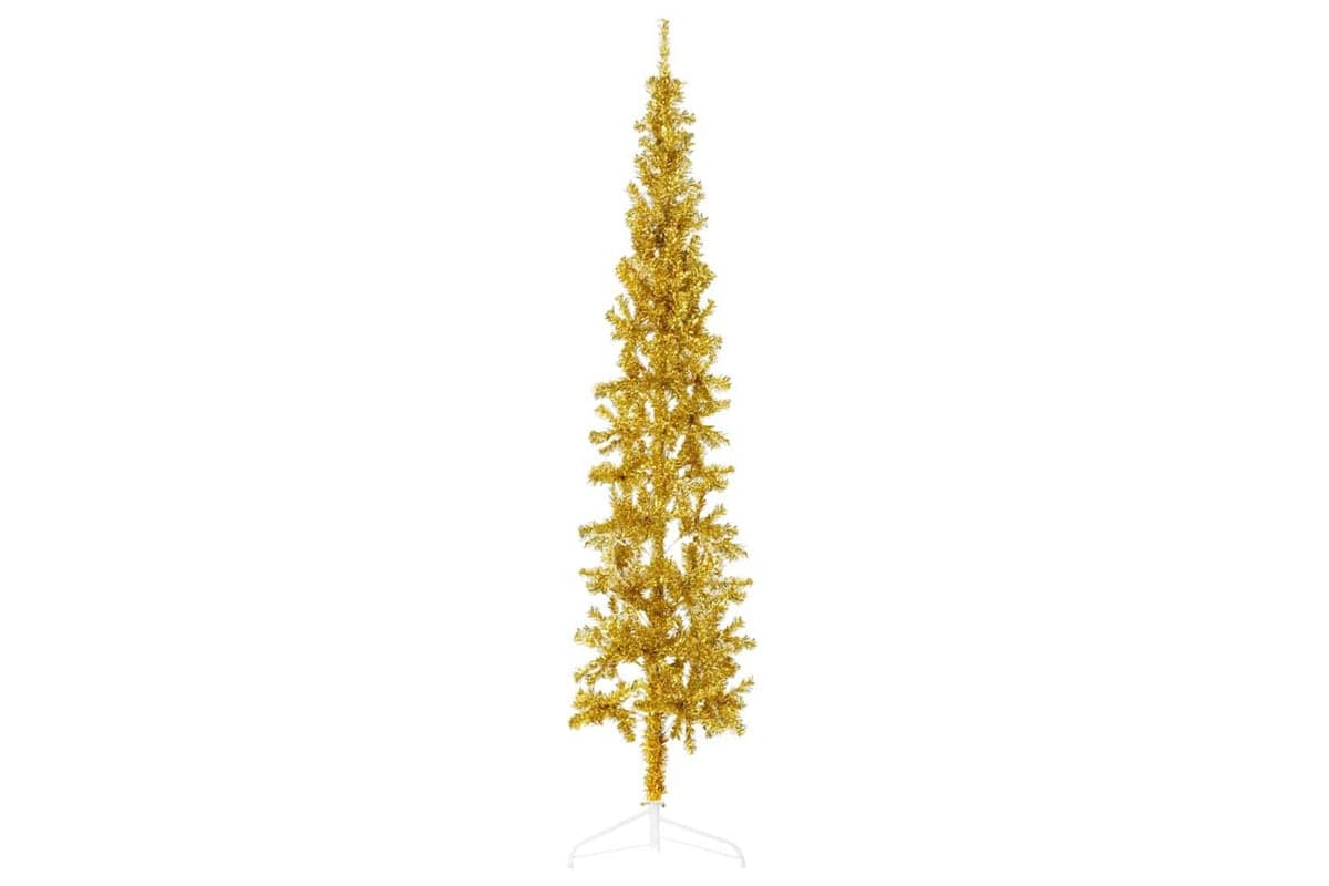 Vidaxl Slim Artificial Half Christmas Tree With Stand Gold 240 Cm