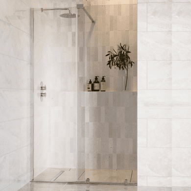 1200mm Chrome Frameless Sliding Door Shower Enclosure 8mm Glass + Wall Support Bar - Denver