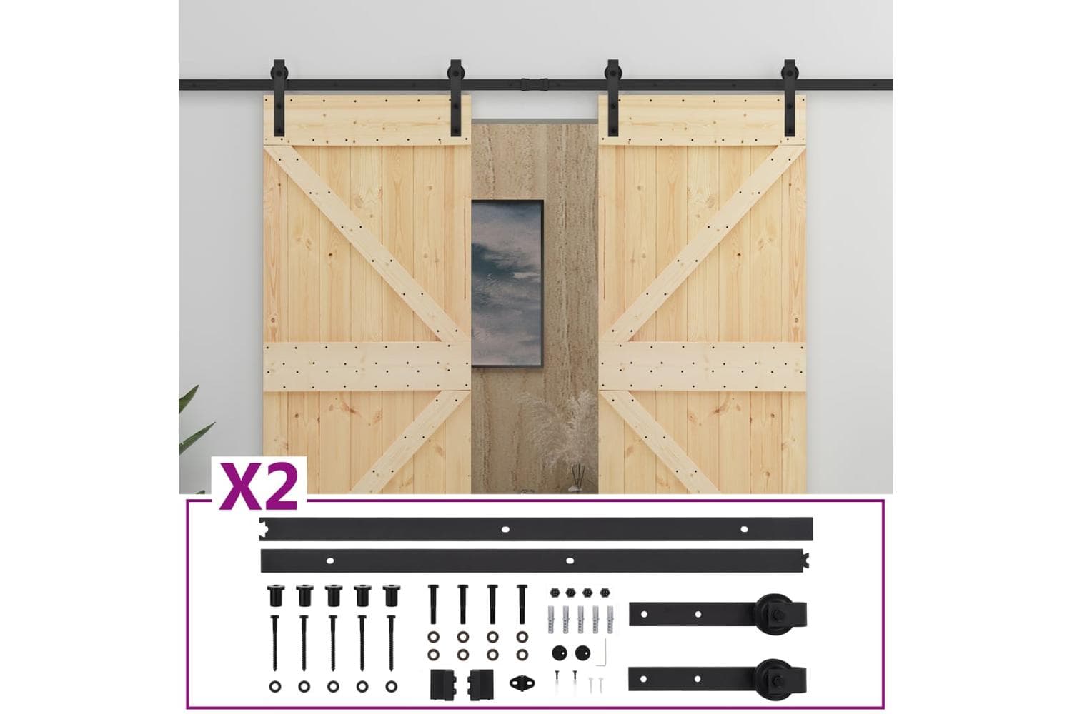 vidaXL Sliding Door With Hardware Set