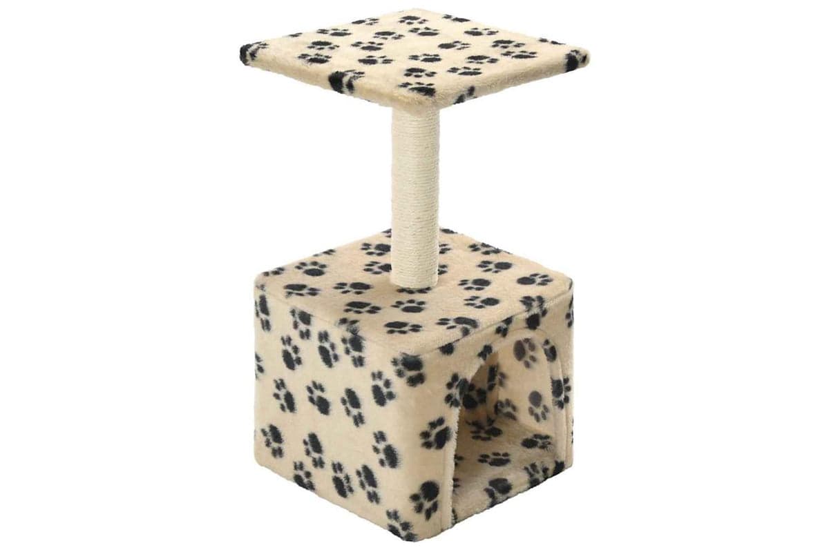 Cat Tree With Sisal Scratching Post 55 Cm Beige Paw Print