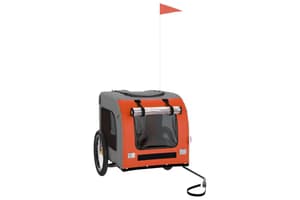 Vidaxl 93837 Pet Bike Trailer Orange And Grey Oxford Fabric&iron