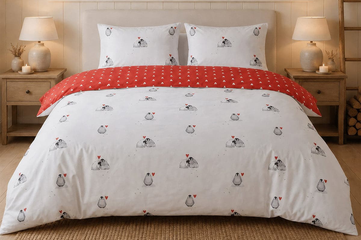 So Soft | Cute Penguins Duvet Cover Set | White | King