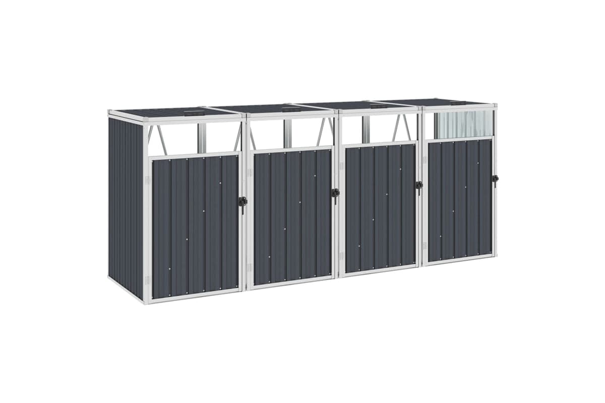 vidaXL Quadruple Garbage Bin Shed Anthracite 286x81x121cm Steel