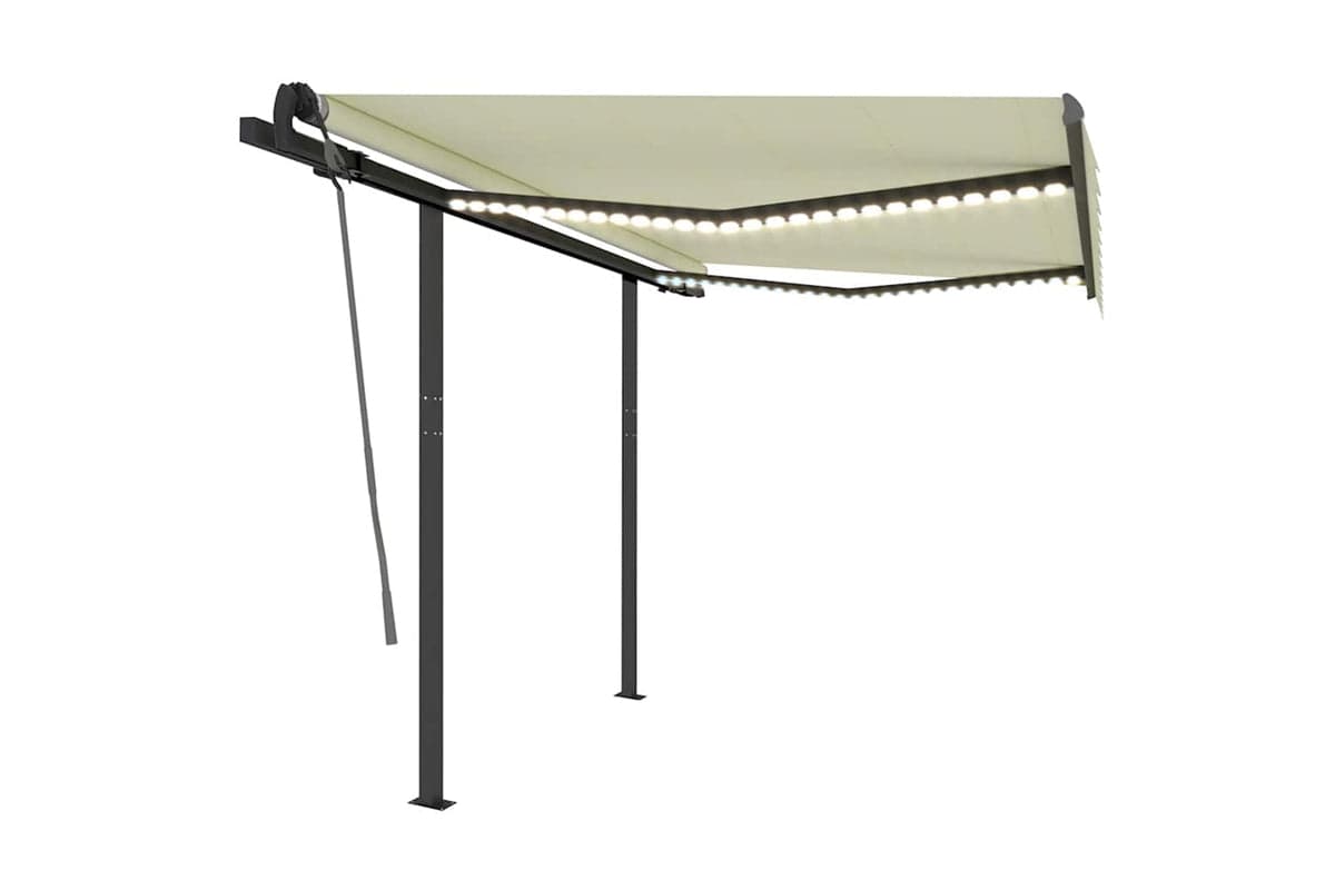 Vidaxl Manual Retractable Awning With Led 3x2.5 M Cream