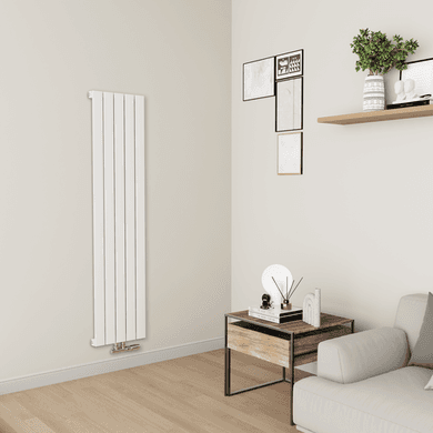 Eco Eleganza White Vertical Flat Aluminium Middle Connection Radiator 1600x375mm Single Panel 2546 BTU