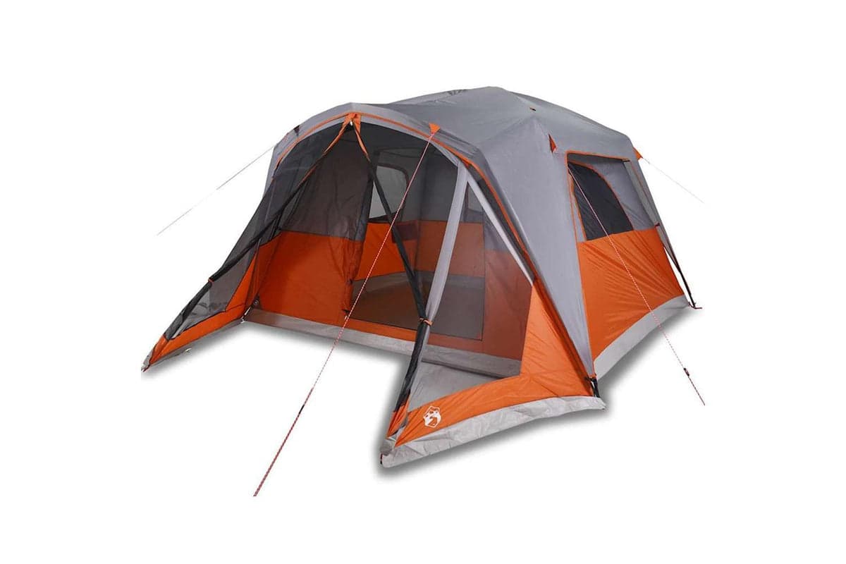 Vidaxl Family Tent With Porch 6-person Grey And Orange Waterproof