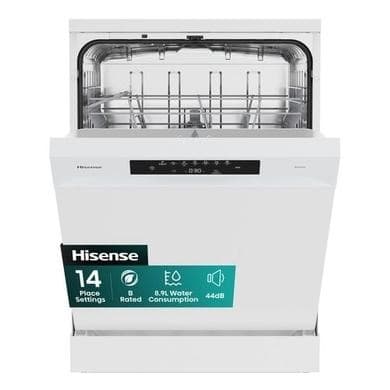 Hisense Hi4 Freestanding Dishwasher - Auto dry B-Rated White