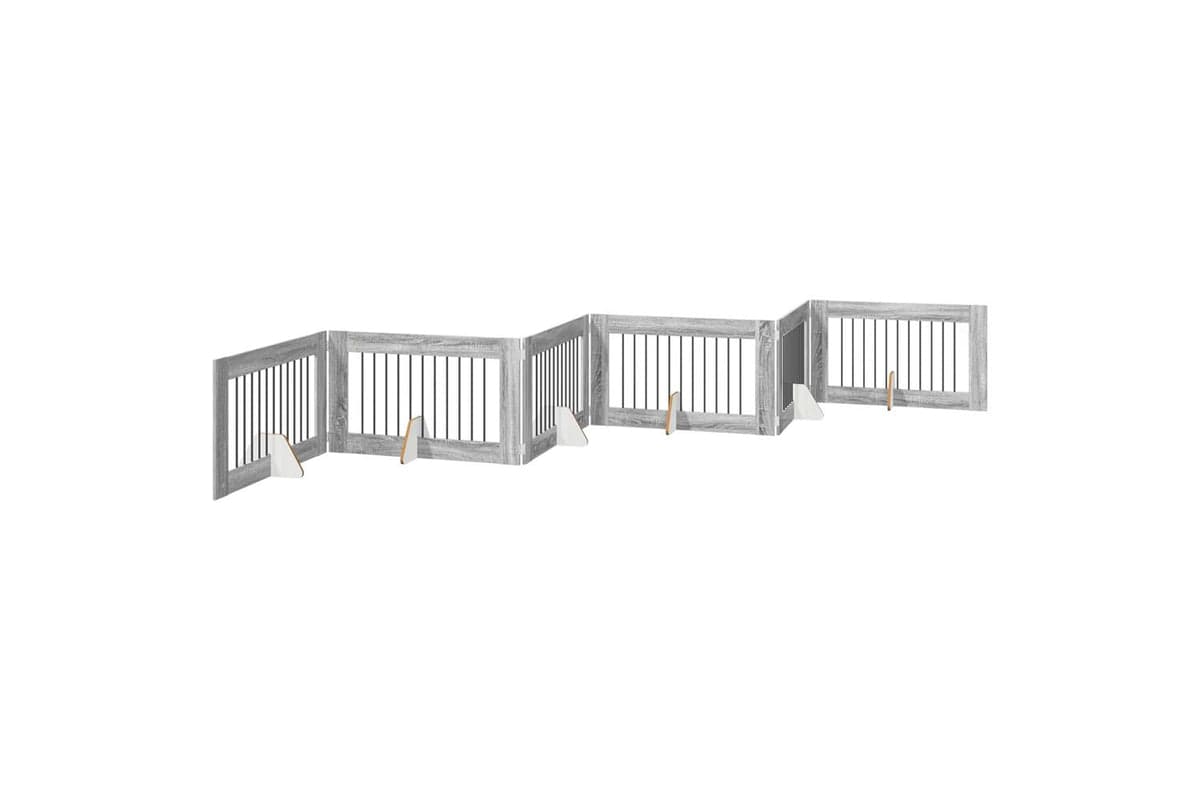 Vidaxl Foldable Dog Gate With Stands 6 Pcs Grey Sonoma 602 Cm