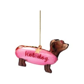 Hotdog Dachshund Glass Tree Decoration