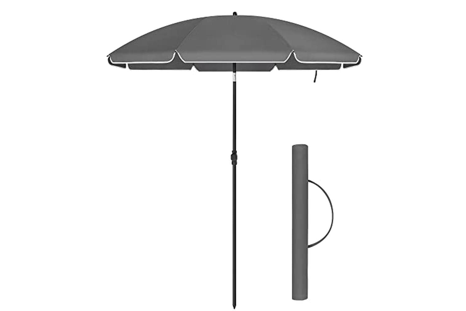 Songmics 2 Metre Parasol | Beach Umbrella | Polyester Canopy | Grey