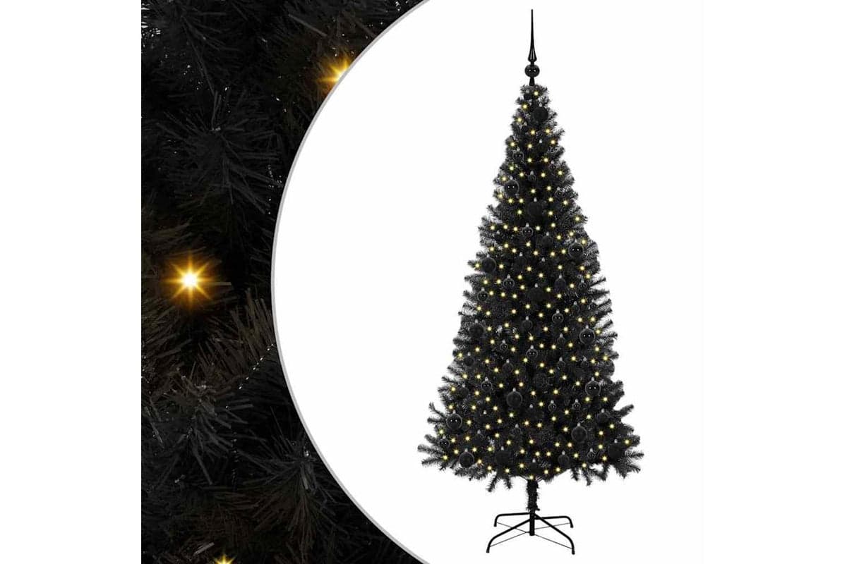 Vidaxl Christmas Tree With 300 Leds With Stand Black 180 Cm Pvc