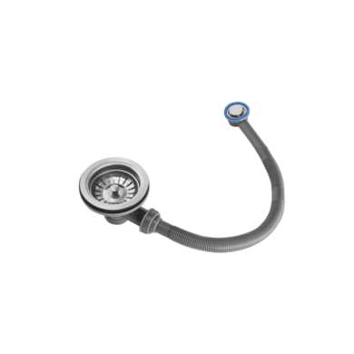 Chrome Kitchen Sink Strainer Waste with round overflow - Enza