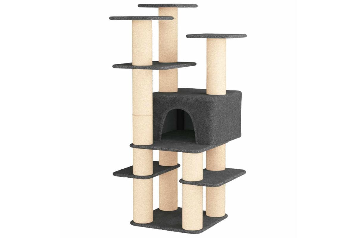Vidaxl Cat Tree With Sisal Scratching Posts Dark Grey 161 Cm