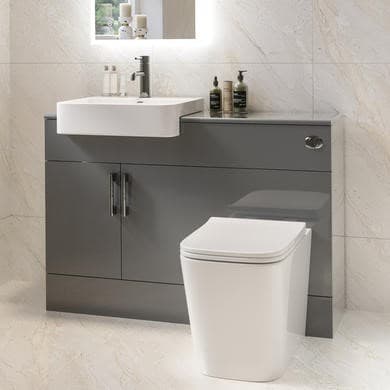 1200mm Grey Toilet and Sink Unit with Square Toilet - Harper