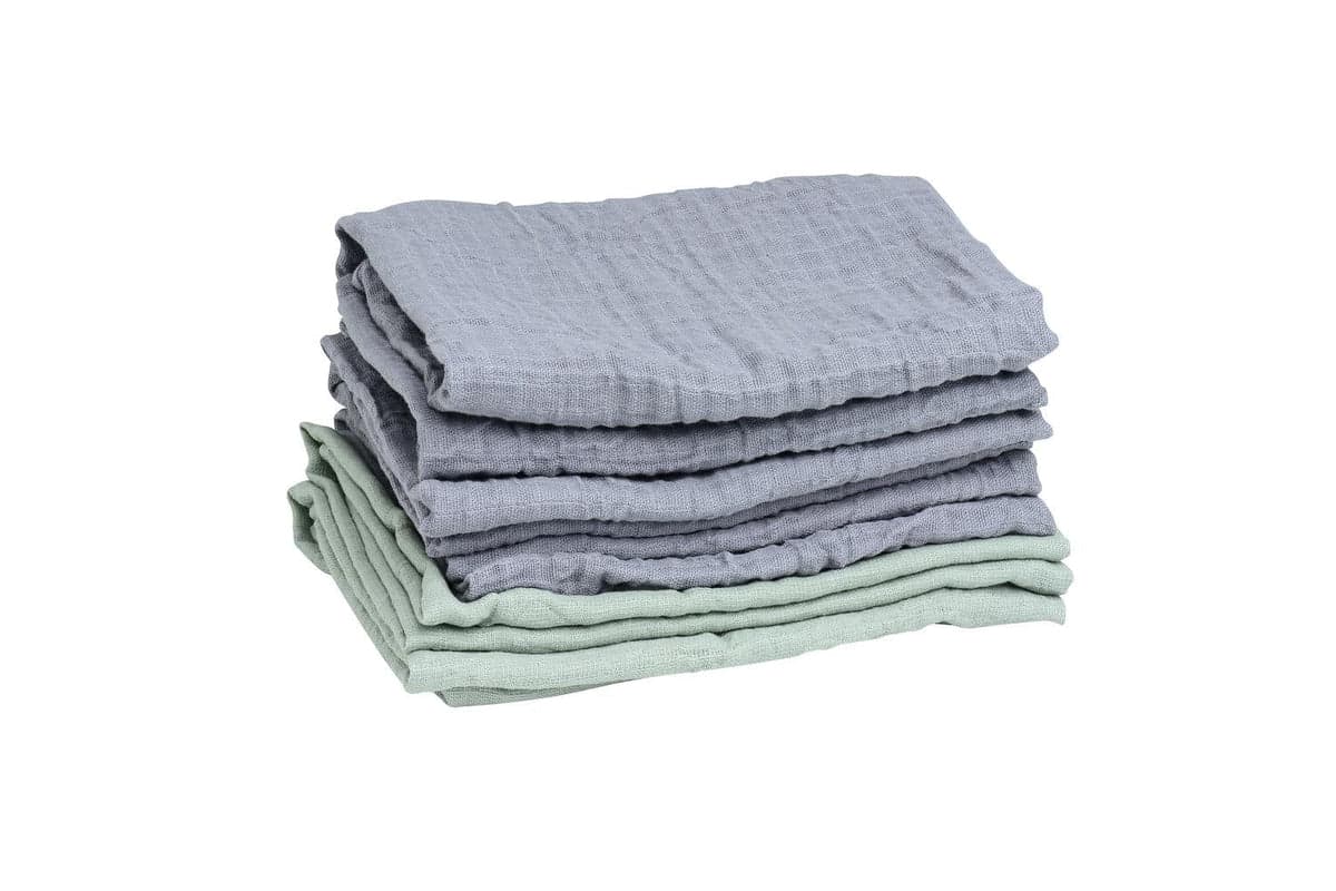 Mininor Organic Muslin Cloth | Grey Seal/Willow Green | 6 Pieces