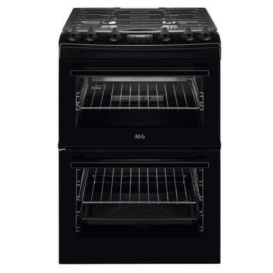 GRADE A1 - AEG 60cm Gas Cooker with Lid - Black