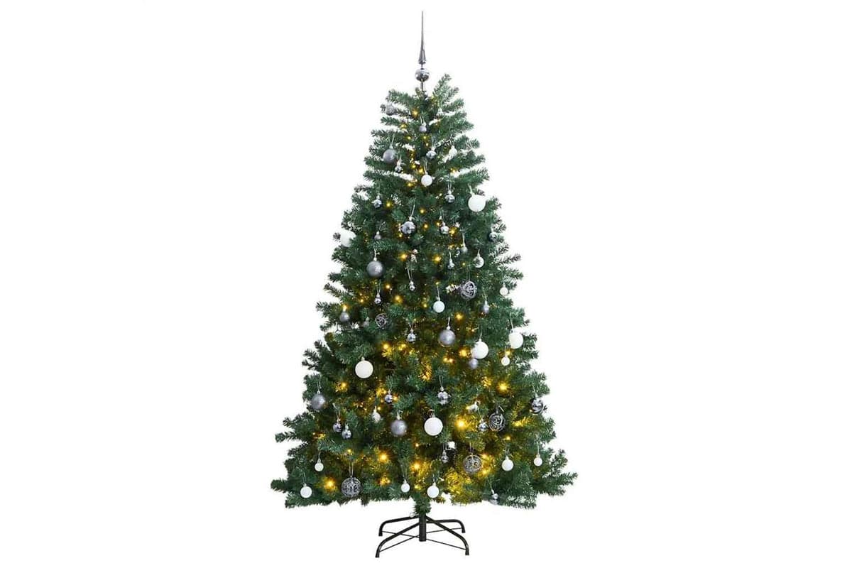 Vidaxl Artificial Hinged Christmas Tree 300 Leds Ball Set 210 Cm