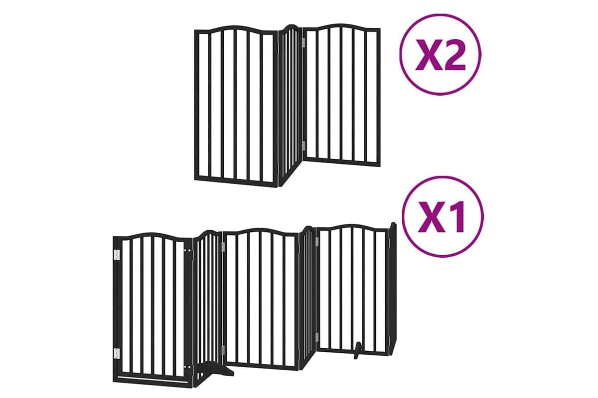 Vidaxl Dog Gate With Door Foldable 12 Panels Black 600 Cm Poplar Wood