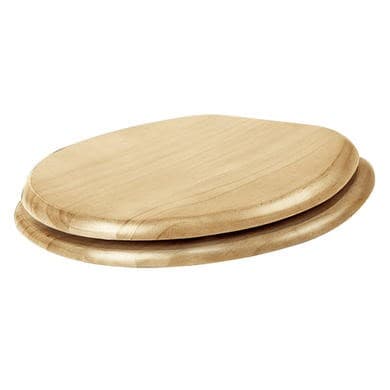 Solid Blonded Pine Round Toilet Seat with Non Slip And Chrome Hinges - Croydex Flexi Fix Davos