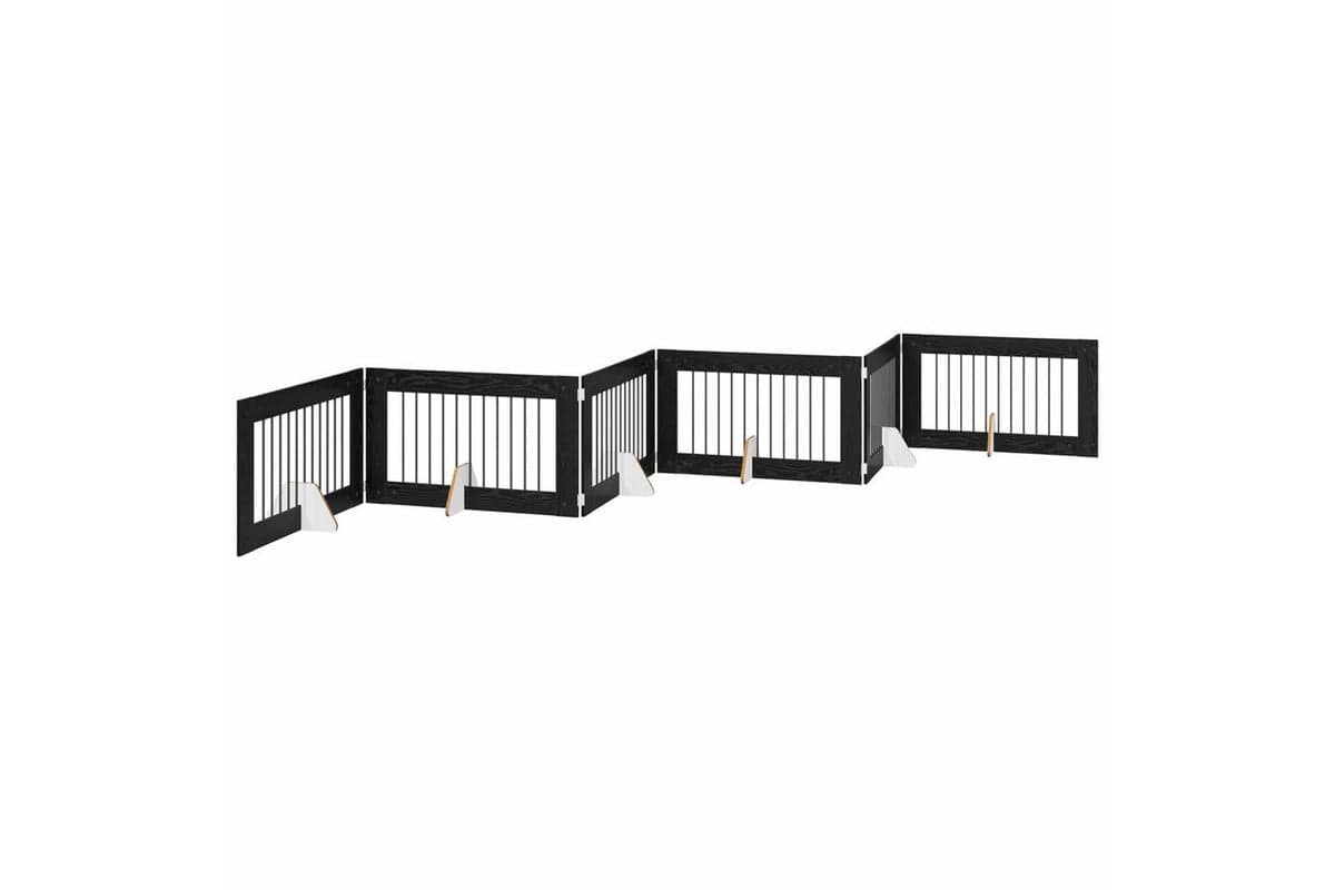 Vidaxl Foldable Dog Gate With Stands 6 Pcs Black Oak 602 Cm