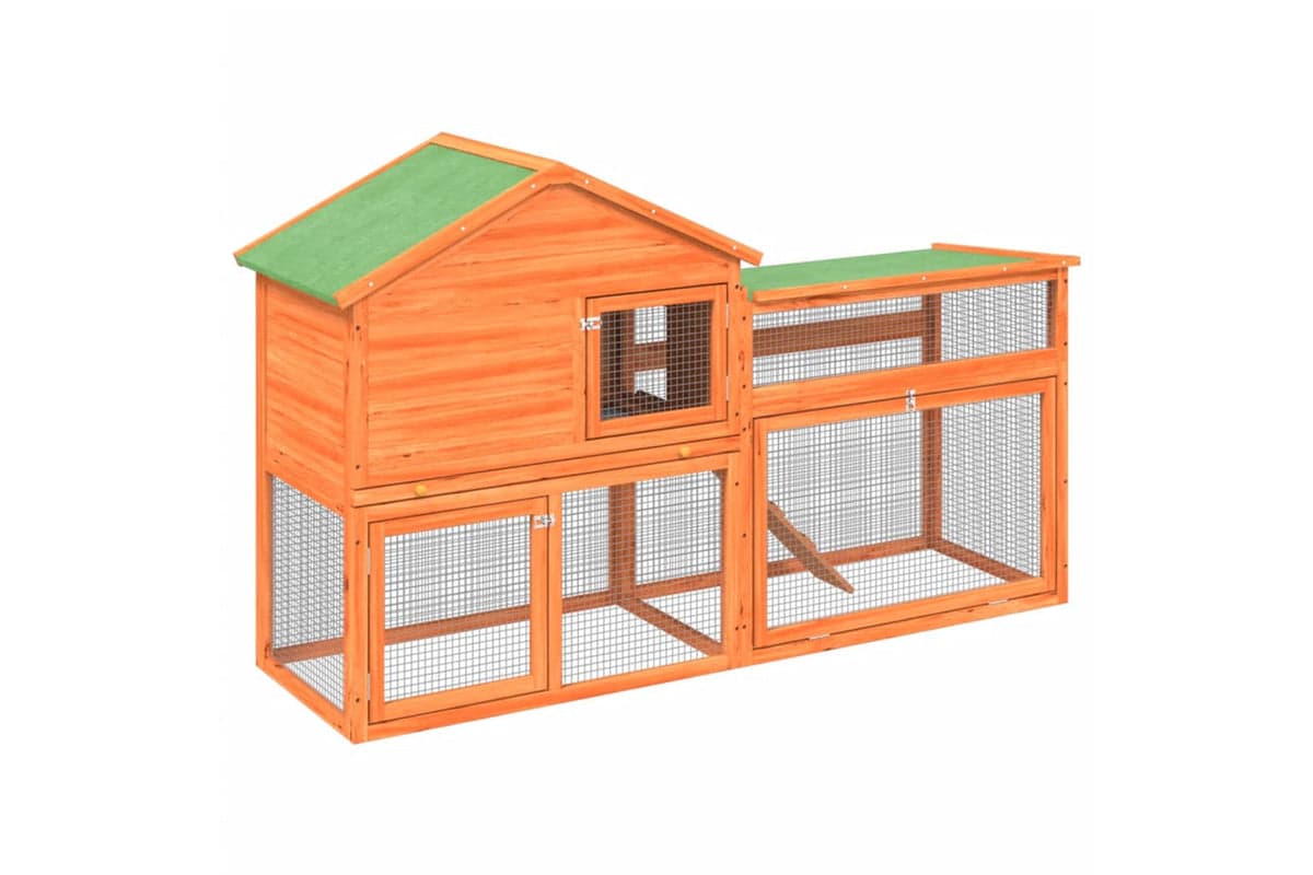 vidaXL 172276 Rabbit Hutch Brown 185.5x60.5x109.5cm Solid Wood Pine
