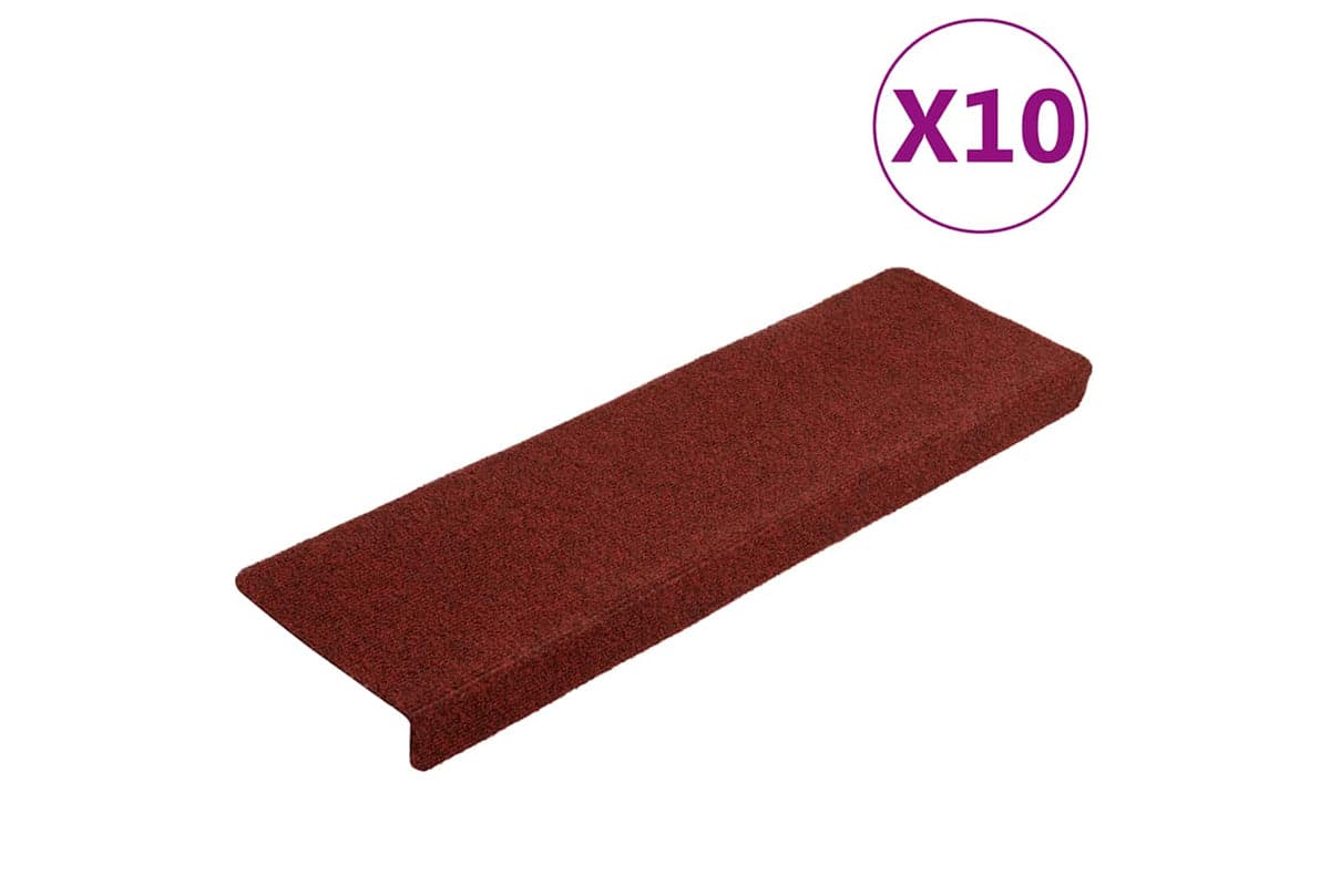 vidaXL 149731 Stair Mats 10 Pcs Bordeaux Red 65x21x4cm Needle Punch