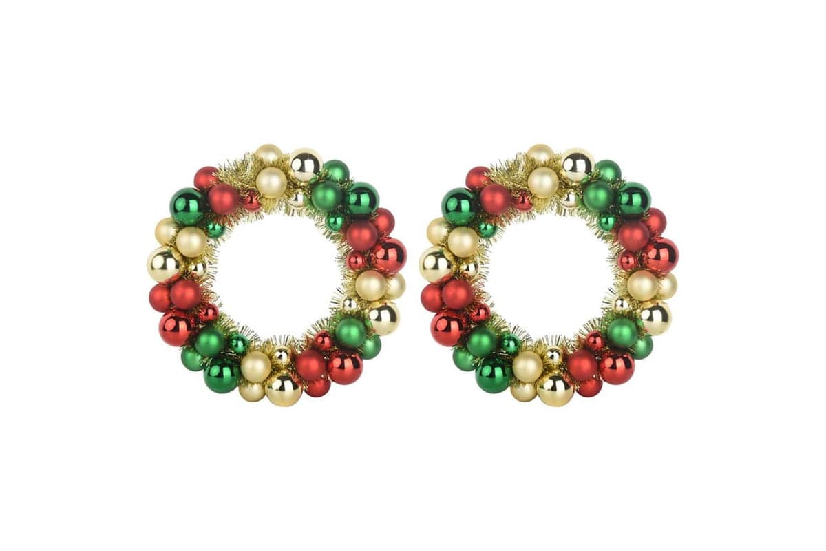 Vidaxl Christmas Ball Wreathes 2 Pcs Multicolour 33 X 33 X 7 Cm