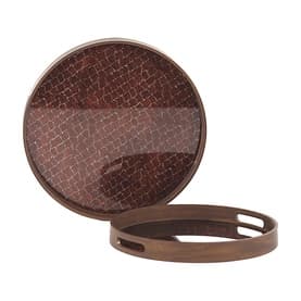 Brown Crocodile Round Tray Set of Two