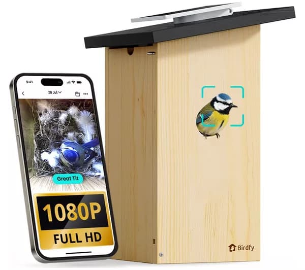 BIRDFY Ebony Lite Smart Bird House with Camera and Solar Panel