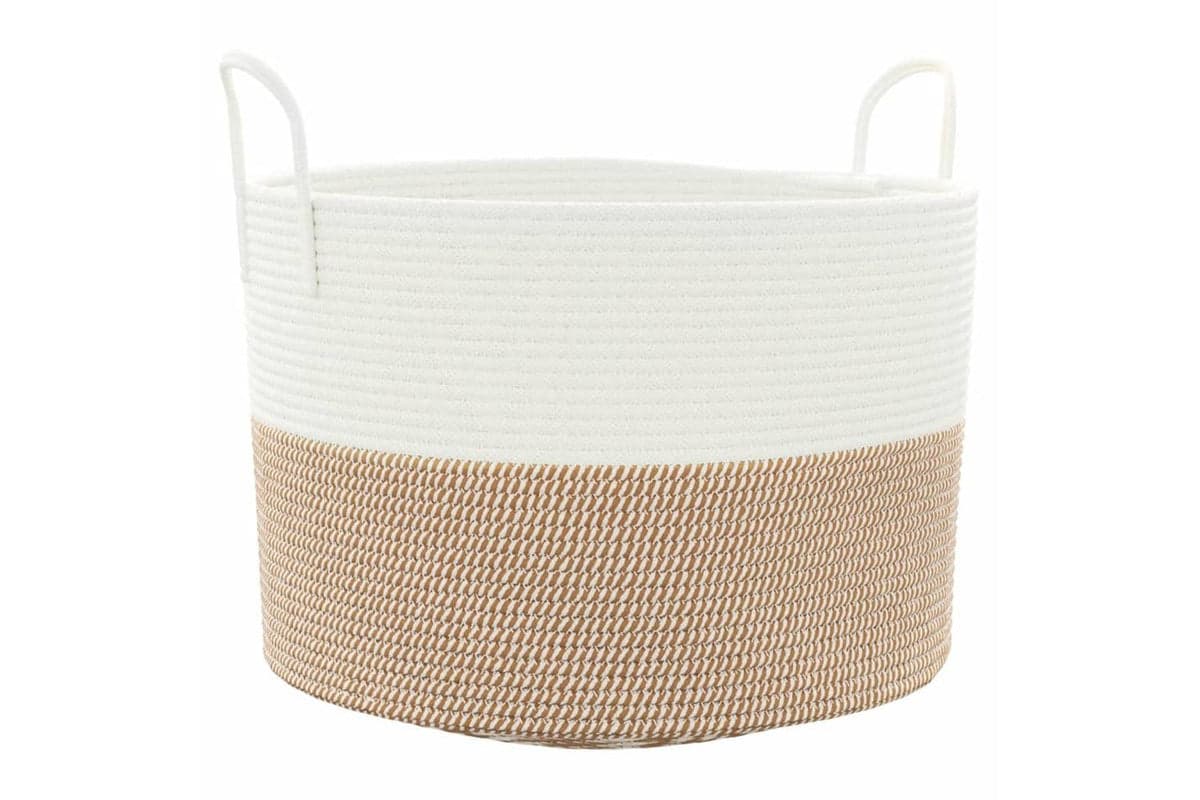Storage Basket Brown And White 51x33 Cm Cotton