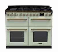 Rangemaster Estel Deluxe 110cm Dual Fuel Range Cooker - Mint with Brass Trim | ESDLB110DFPMNT/AB1