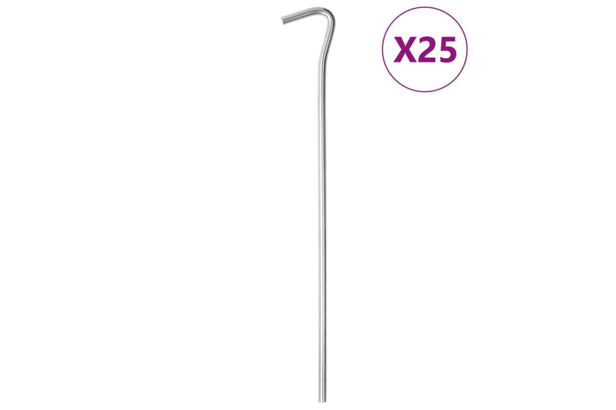 vidaXL 4009333 Tent Pegs 25 Pcs 23cm x 5mm Galvanised Steel